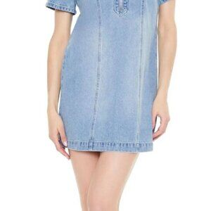 Denim Zip-Up Mini Shirt Dress